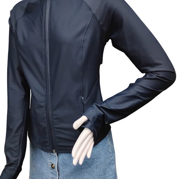 Old Navy Active Powersoft Sweatshirt Full Zip Small Navy GoDry Mock Neck Pockers - Picture 5 of 16